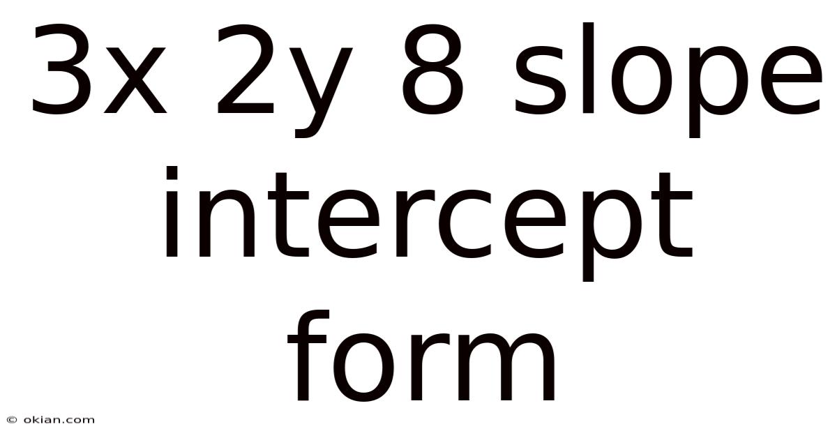 3x 2y 8 Slope Intercept Form