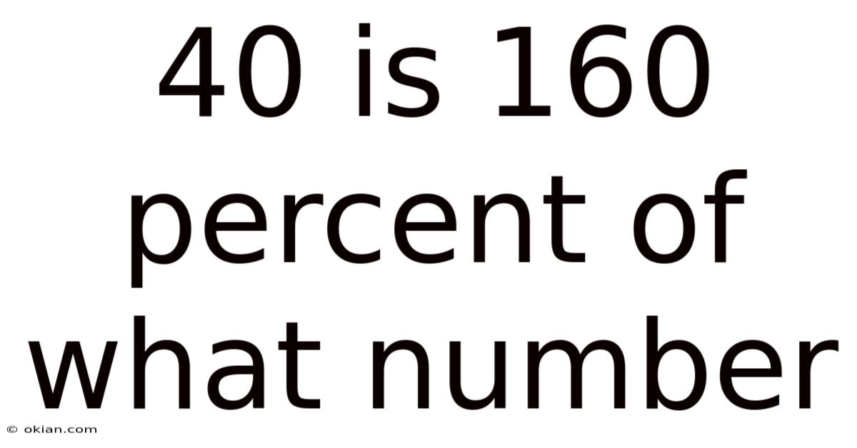 40 Is 160 Percent Of What Number