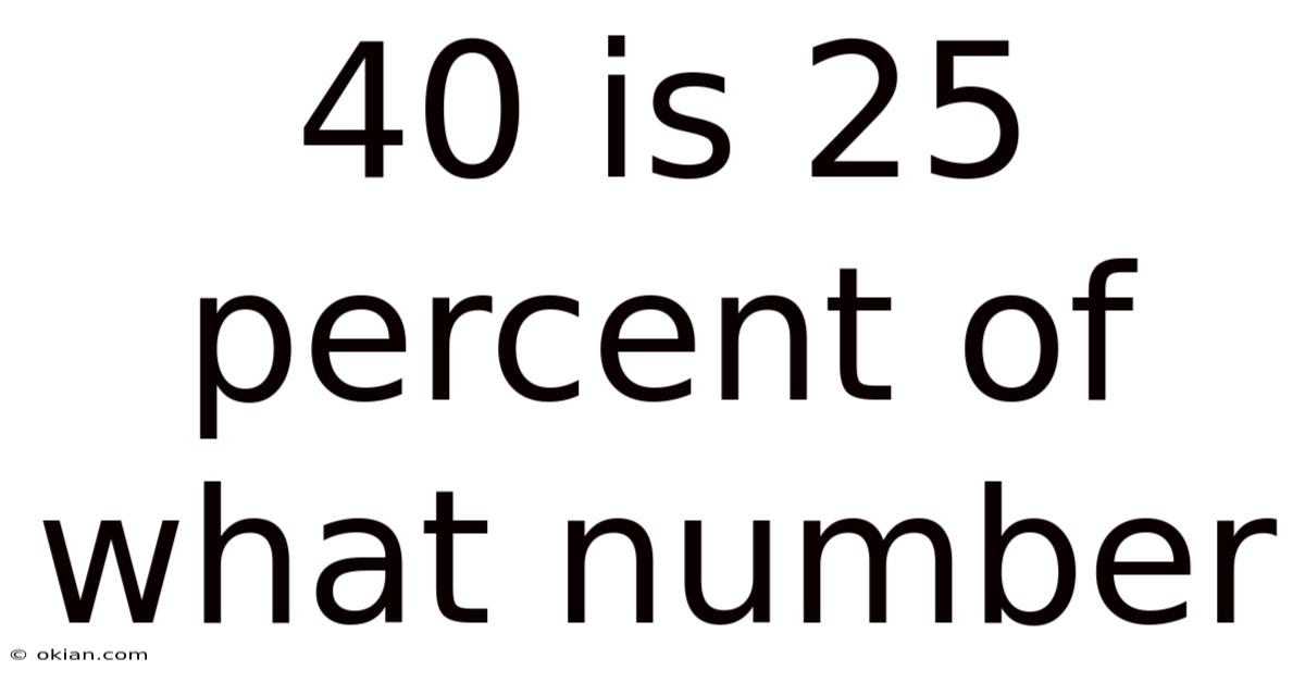 40 Is 25 Percent Of What Number