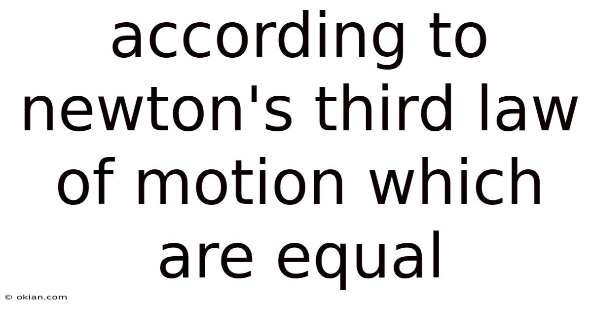 According To Newton's Third Law Of Motion Which Are Equal