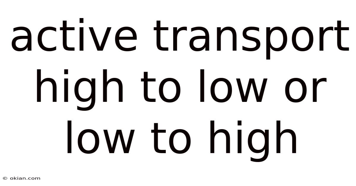 Active Transport High To Low Or Low To High