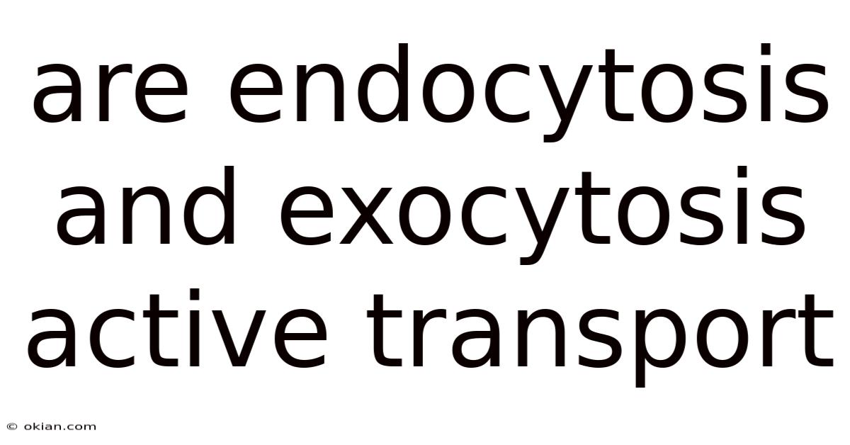 Are Endocytosis And Exocytosis Active Transport