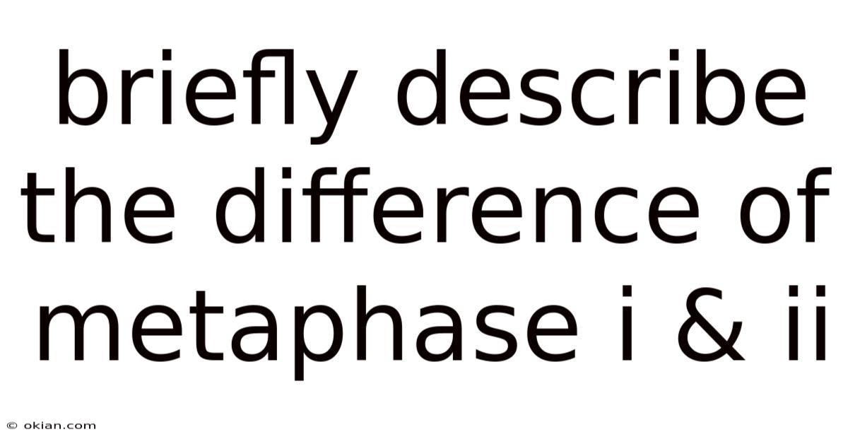 Briefly Describe The Difference Of Metaphase I & Ii