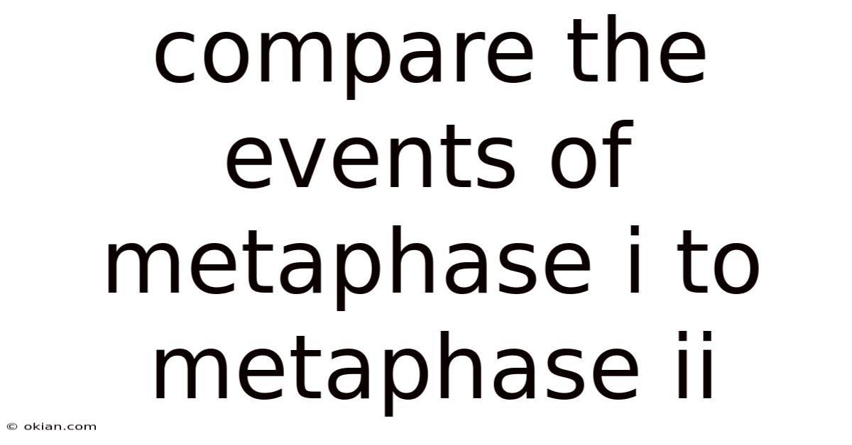 Compare The Events Of Metaphase I To Metaphase Ii