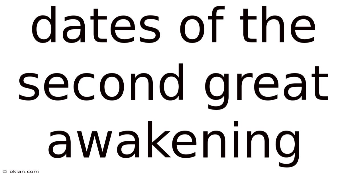 Dates Of The Second Great Awakening