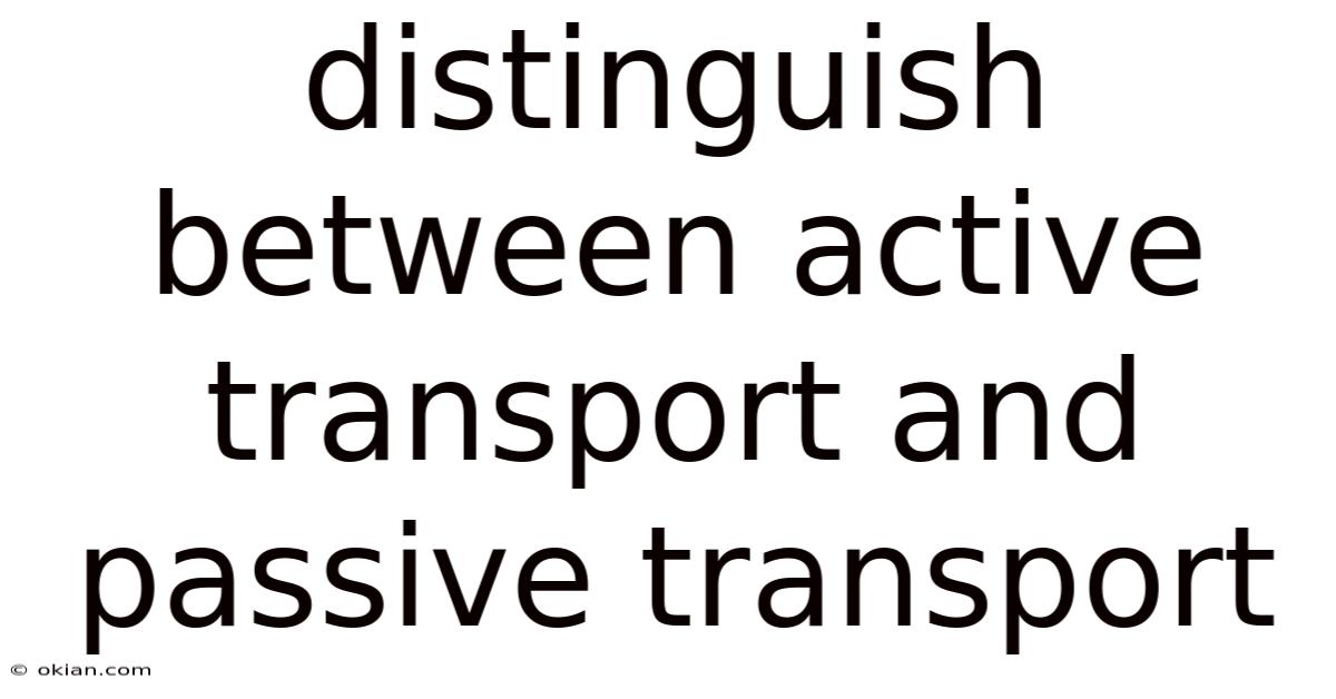 Distinguish Between Active Transport And Passive Transport
