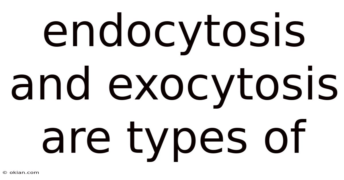Endocytosis And Exocytosis Are Types Of