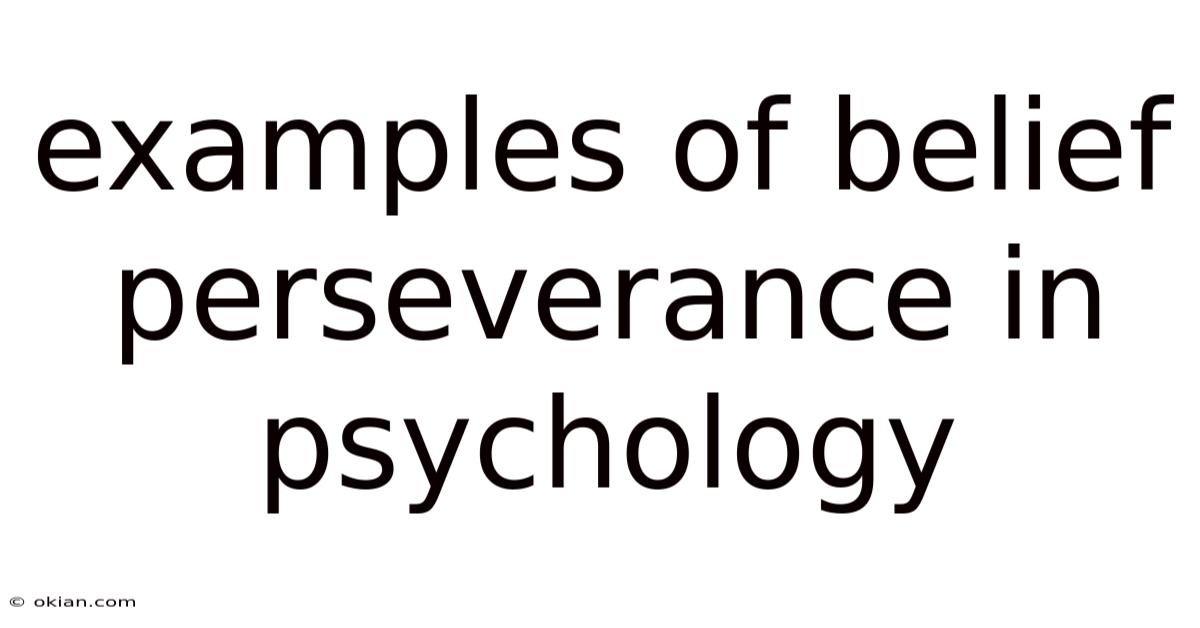 Examples Of Belief Perseverance In Psychology