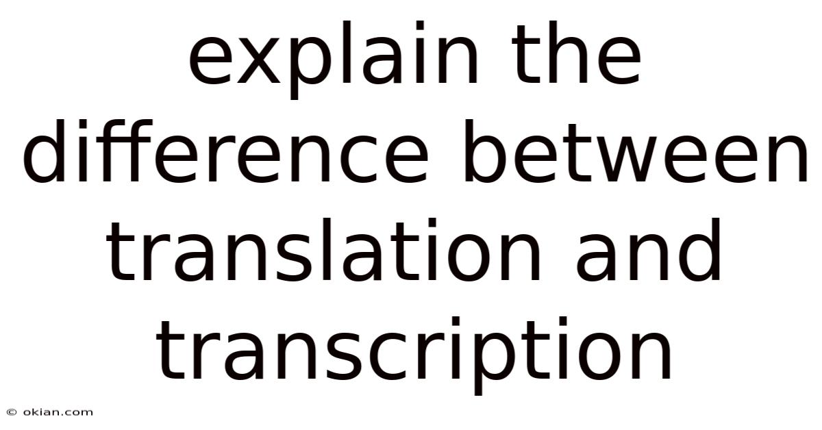 Explain The Difference Between Translation And Transcription