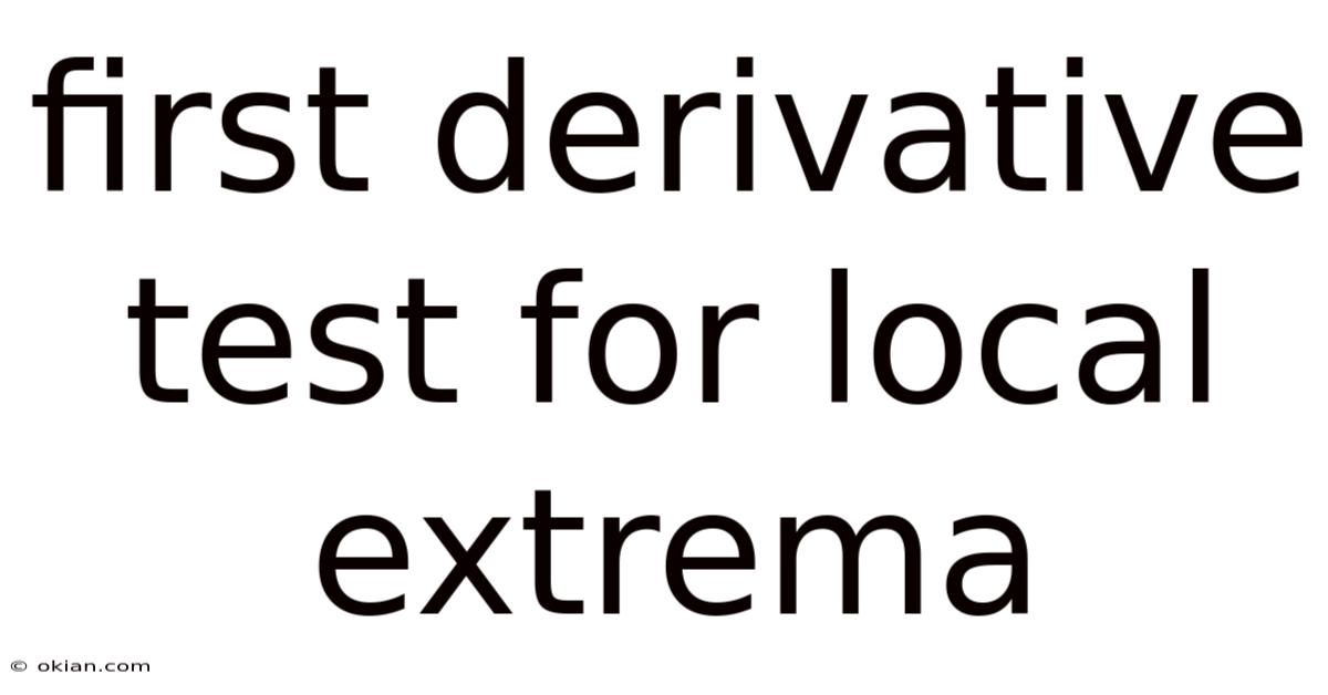 First Derivative Test For Local Extrema