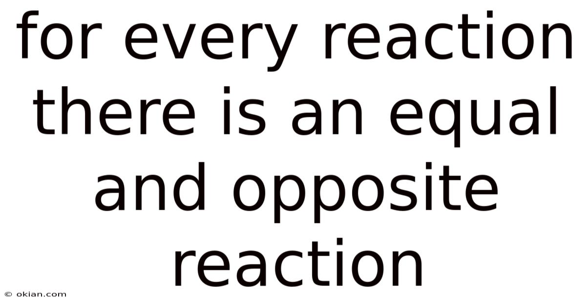 For Every Reaction There Is An Equal And Opposite Reaction