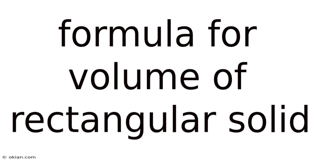 Formula For Volume Of Rectangular Solid