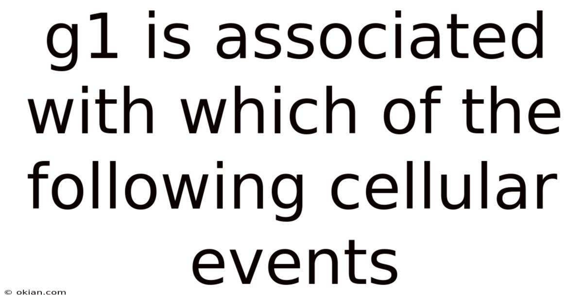 G1 Is Associated With Which Of The Following Cellular Events