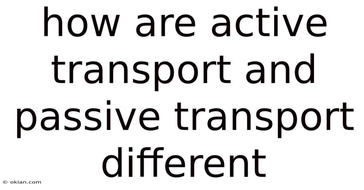 How Are Active Transport And Passive Transport Different
