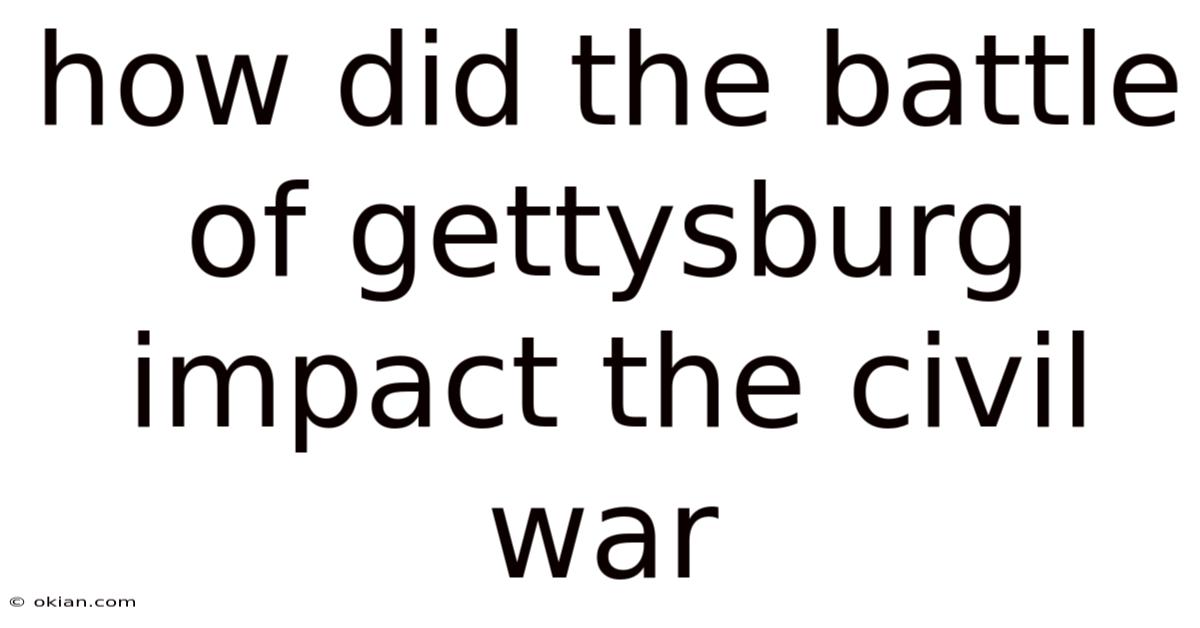 How Did The Battle Of Gettysburg Impact The Civil War