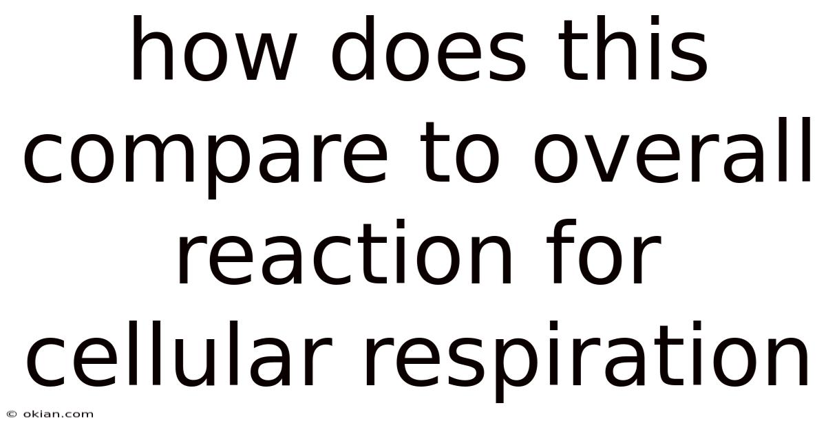 How Does This Compare To Overall Reaction For Cellular Respiration