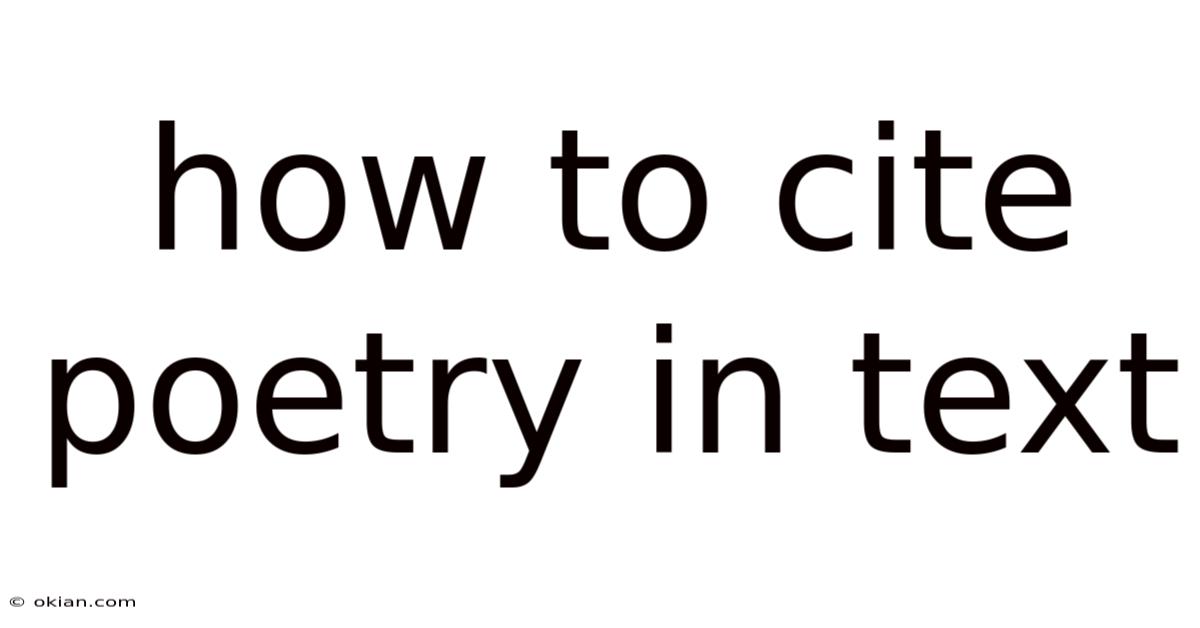 How To Cite Poetry In Text