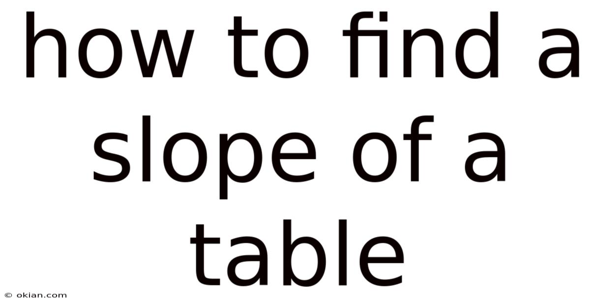How To Find A Slope Of A Table