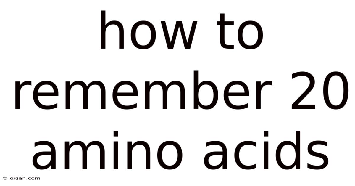 How To Remember 20 Amino Acids