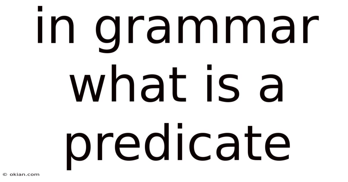 In Grammar What Is A Predicate