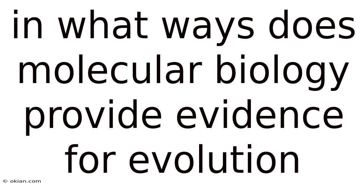 In What Ways Does Molecular Biology Provide Evidence For Evolution