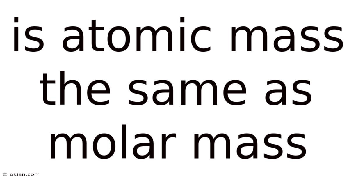 Is Atomic Mass The Same As Molar Mass