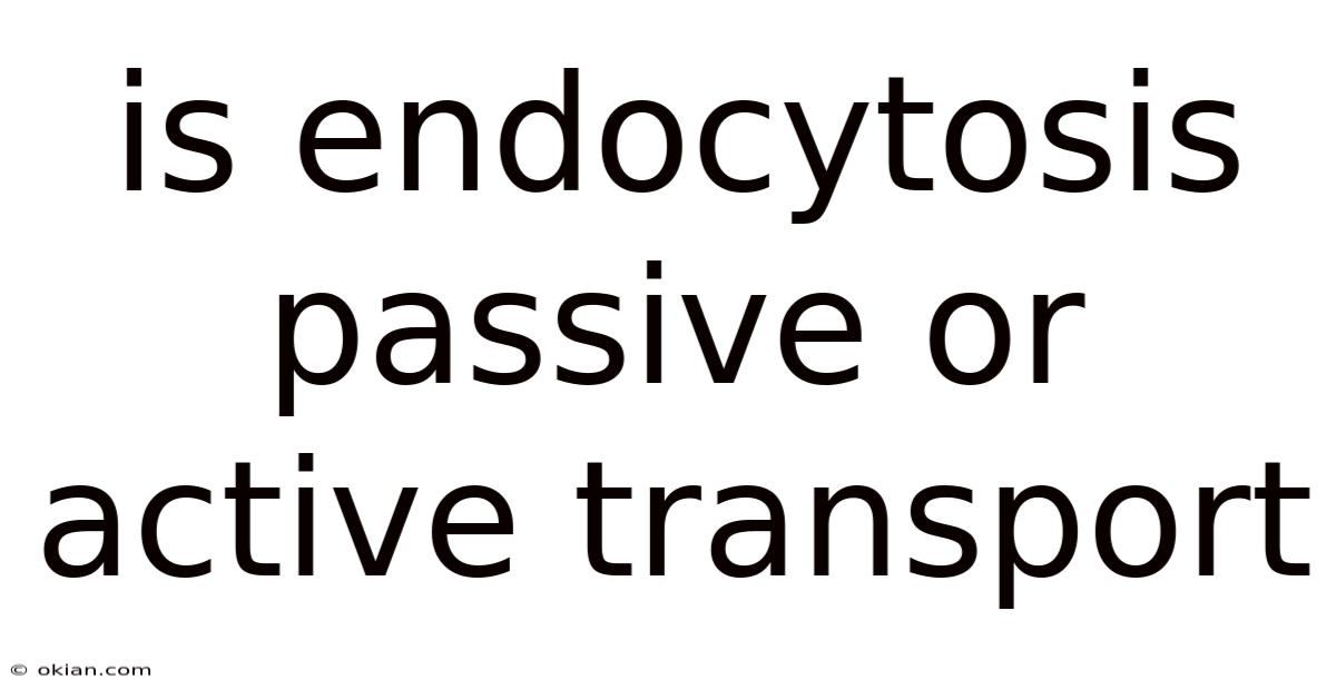 Is Endocytosis Passive Or Active Transport