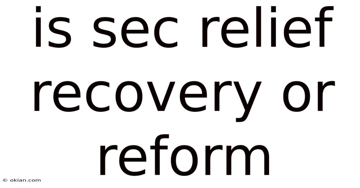 Is Sec Relief Recovery Or Reform