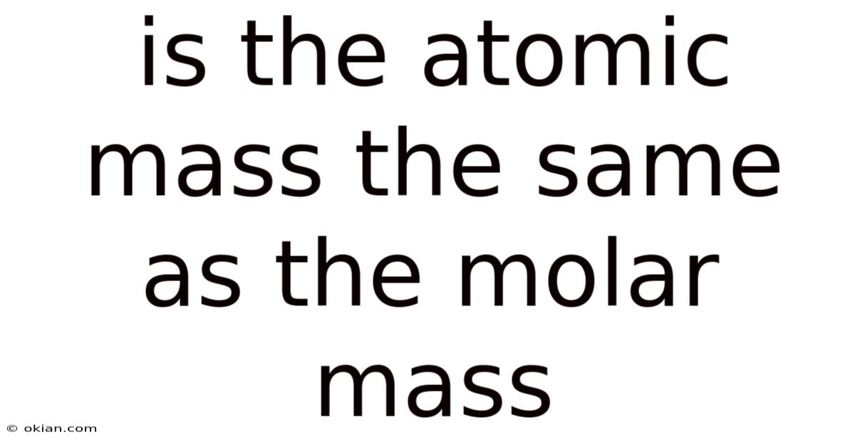Is The Atomic Mass The Same As The Molar Mass