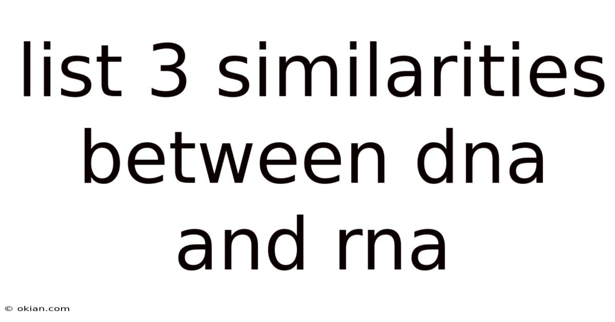 List 3 Similarities Between Dna And Rna
