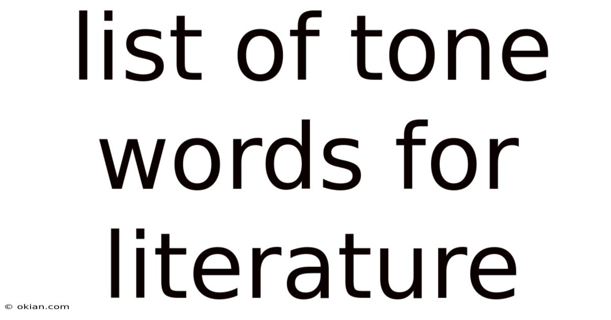 List Of Tone Words For Literature