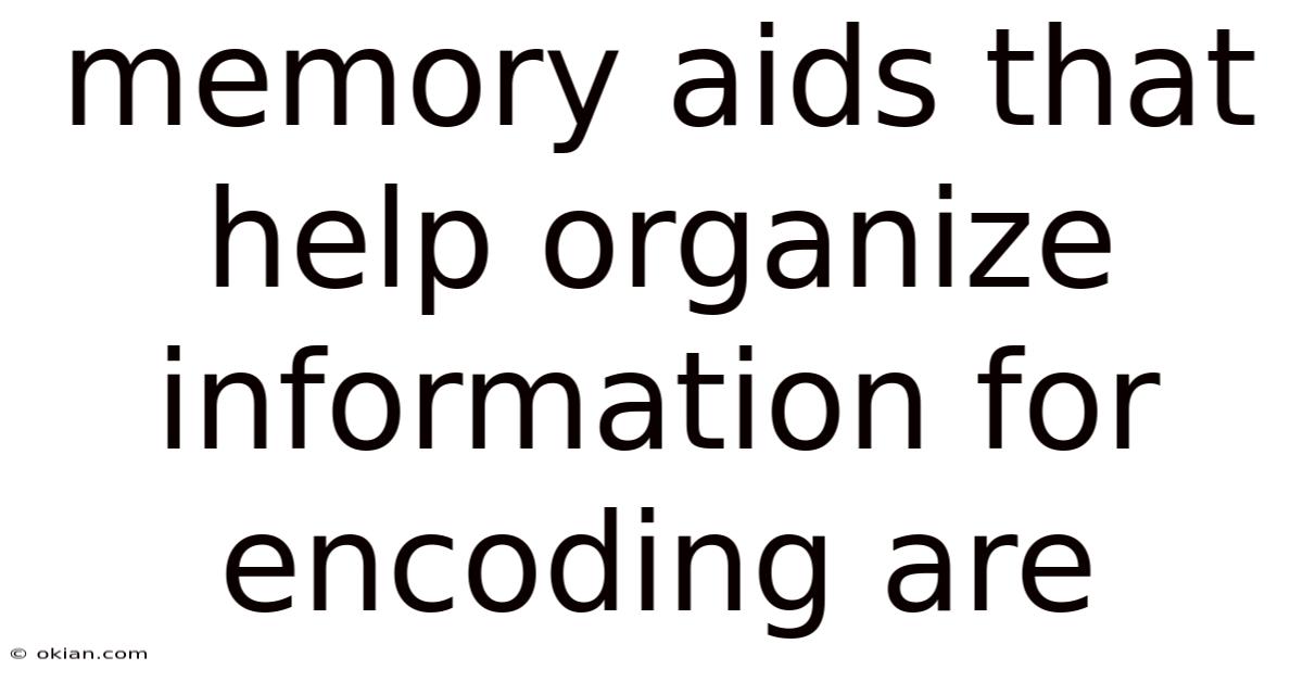 Memory Aids That Help Organize Information For Encoding Are