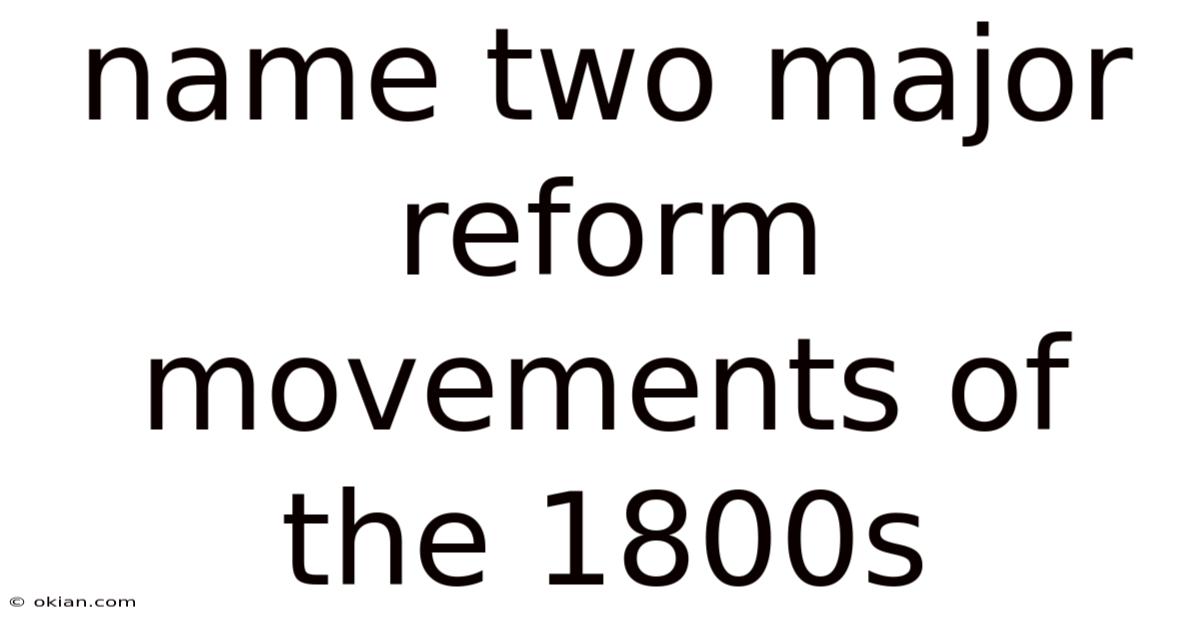 Name Two Major Reform Movements Of The 1800s