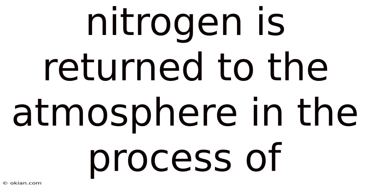 Nitrogen Is Returned To The Atmosphere In The Process Of