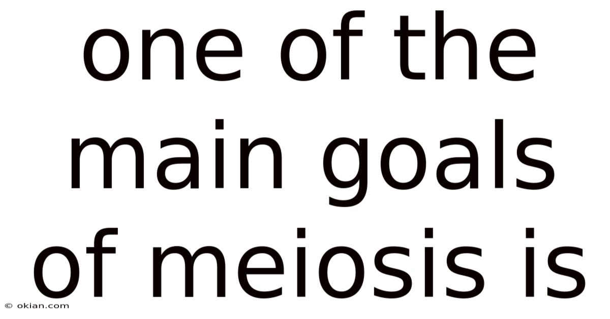 One Of The Main Goals Of Meiosis Is