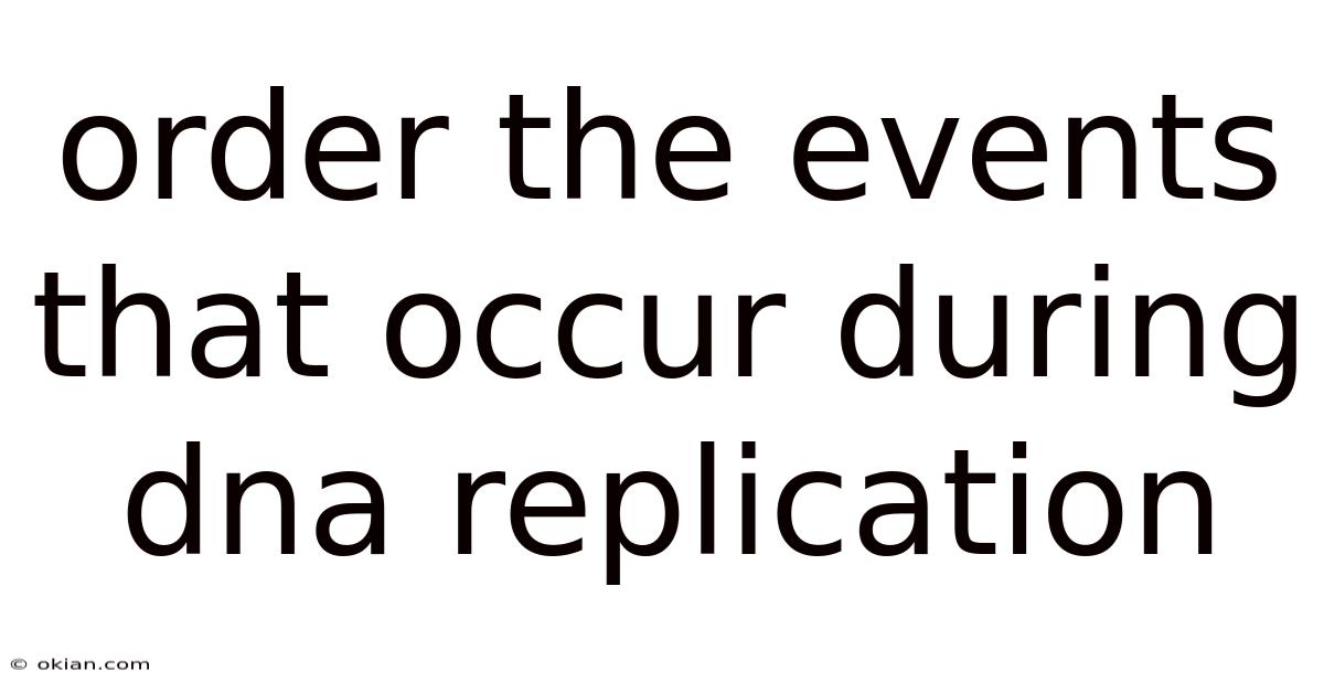 Order The Events That Occur During Dna Replication