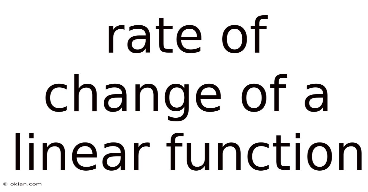 Rate Of Change Of A Linear Function