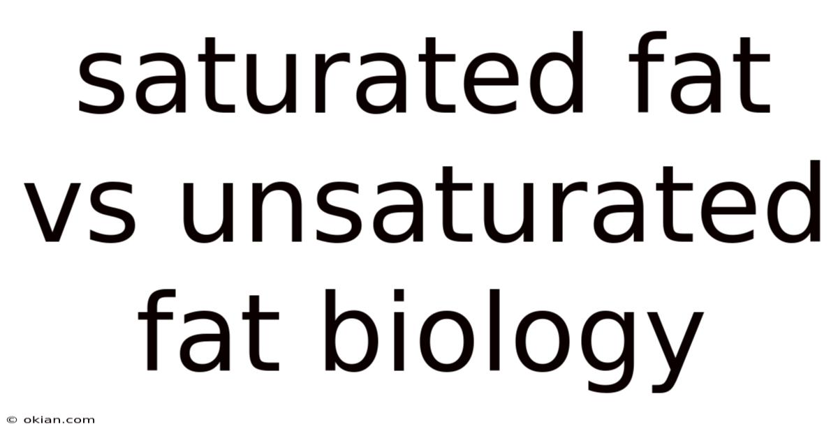 Saturated Fat Vs Unsaturated Fat Biology