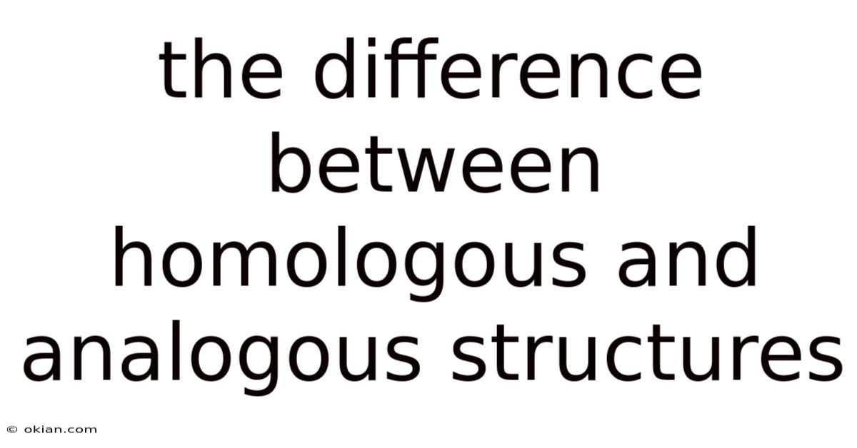 The Difference Between Homologous And Analogous Structures