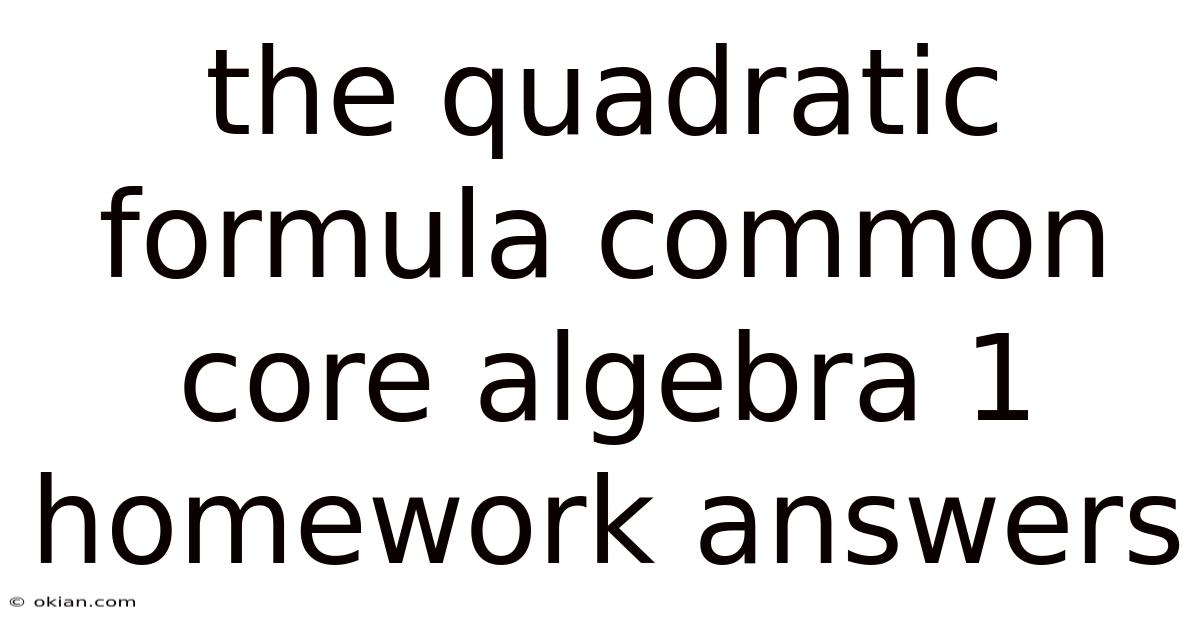 The Quadratic Formula Common Core Algebra 1 Homework Answers