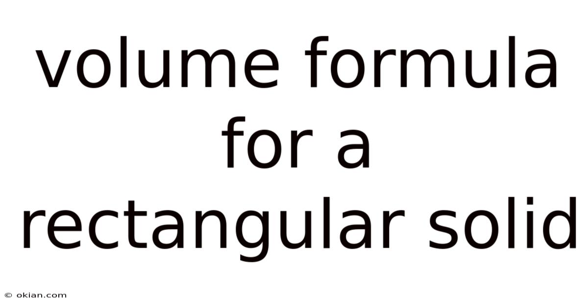 Volume Formula For A Rectangular Solid