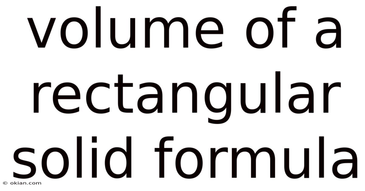 Volume Of A Rectangular Solid Formula