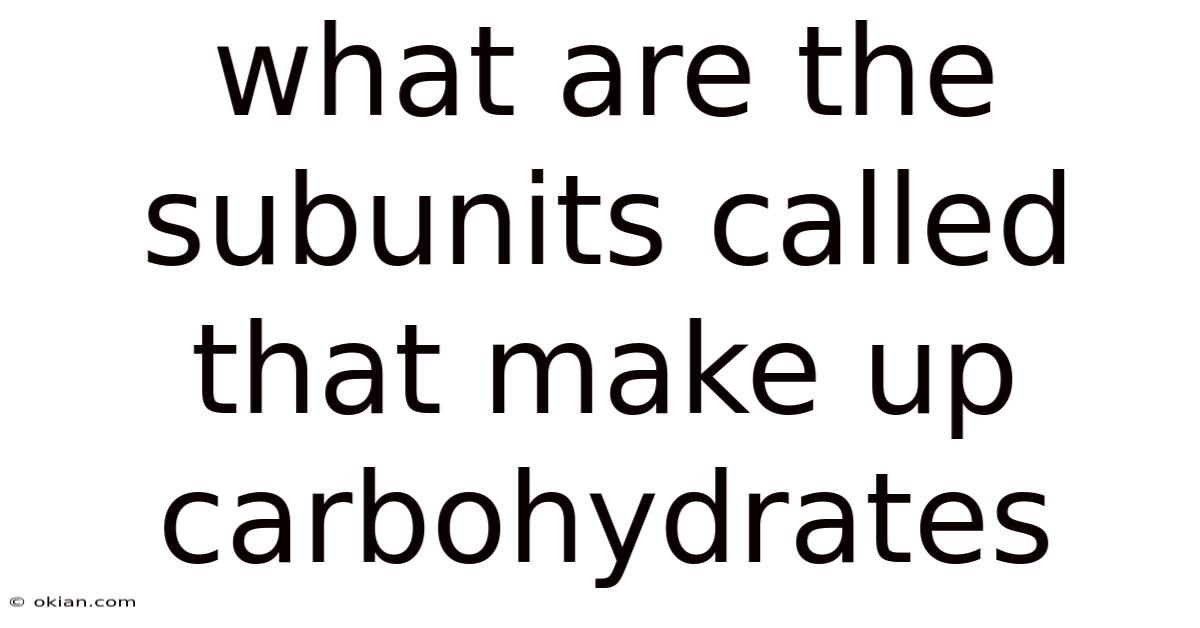 What Are The Subunits Called That Make Up Carbohydrates