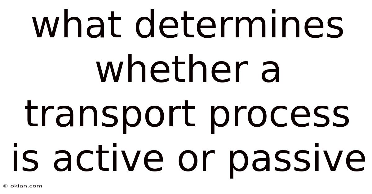 What Determines Whether A Transport Process Is Active Or Passive