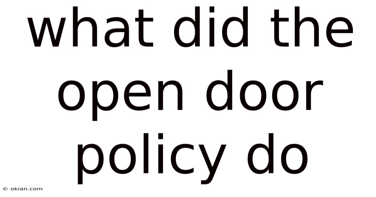 What Did The Open Door Policy Do