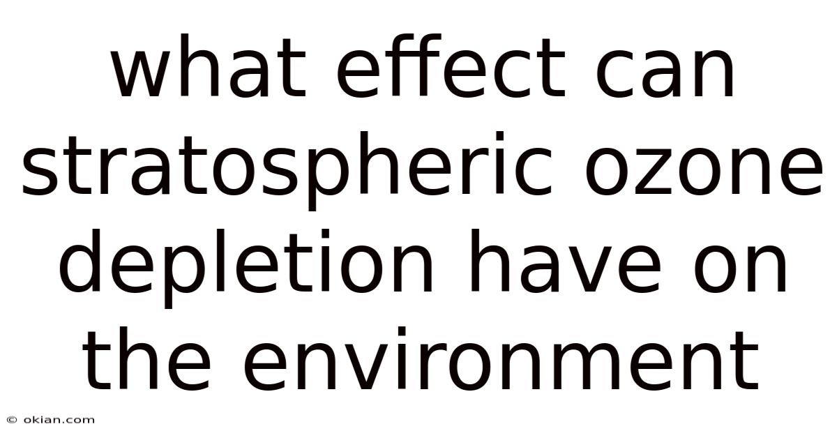 What Effect Can Stratospheric Ozone Depletion Have On The Environment