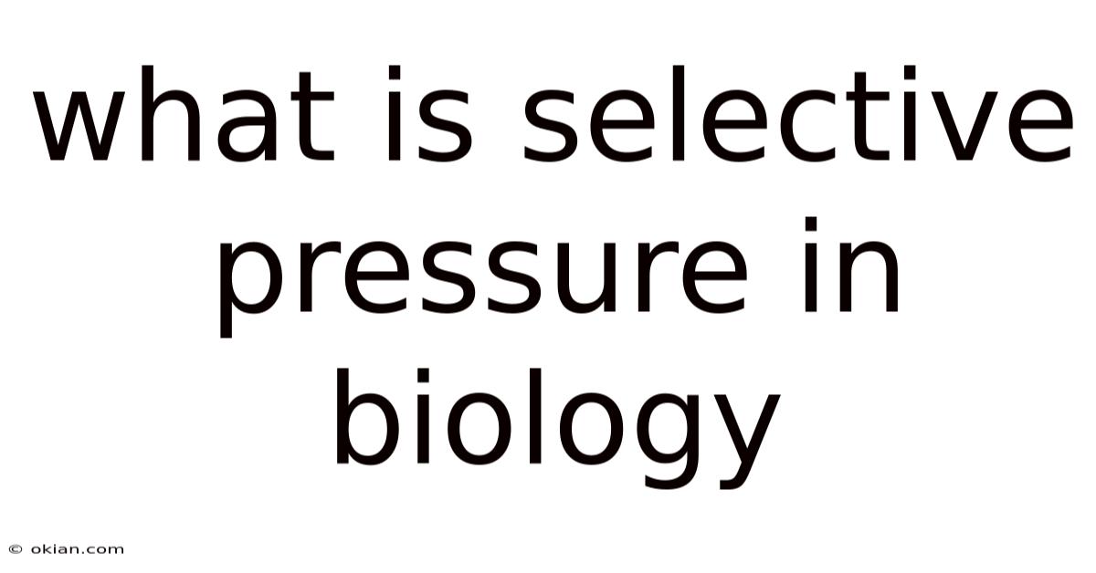 What Is Selective Pressure In Biology