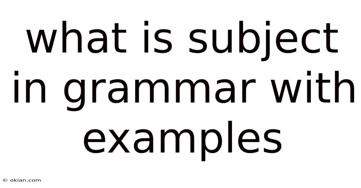 What Is Subject In Grammar With Examples