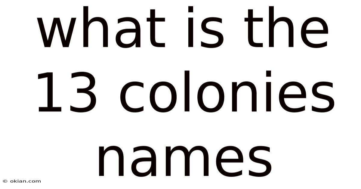 What Is The 13 Colonies Names