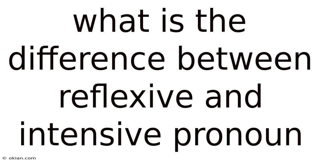 What Is The Difference Between Reflexive And Intensive Pronoun